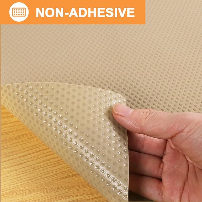 Cabinet Shelf Liner 30-inch Wide: Large Waterproof Cabinets Drawers Liners 30 in x 240 in - Khaki Non-Adhesive Easy to Cut Under Sink Mat for Cupboard