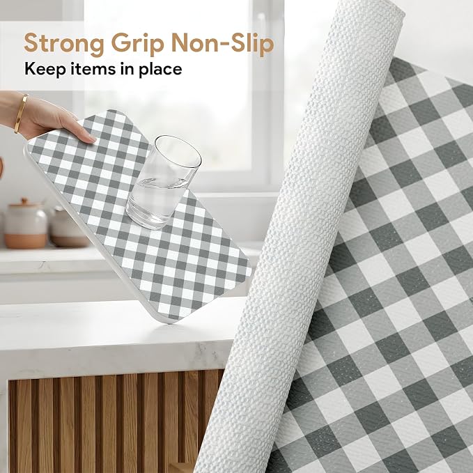 Shelf Liners Non Adhesive 3Rolls*12'' X 120'' Drawer Liner for Kitchen Cabinets, Waterproof Shelf Liners Durable Anti-Slip for Kitchen Cabinets Cupboard Liner