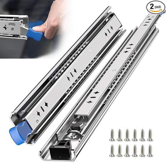 SLIDEWAY 260 Lbs Heavy Duty Locking Drawer Slides 1 Pair 12 14 16 18 20 24 26 30 32 40 Inch Full Extension Ball Bearing Sliding Rails Cabinet Runners Tracks RV Glides (53mm Wide with Lock)-40"