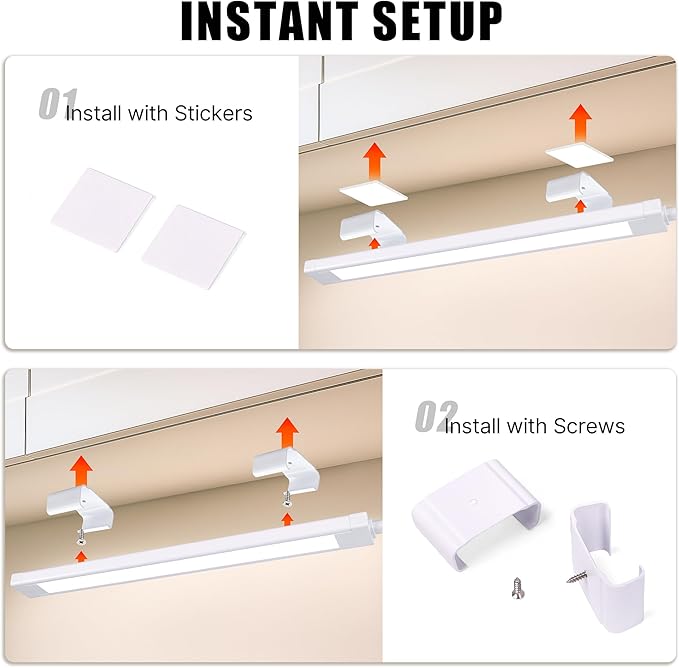4 Pcs 14inch Plug in Under Cabinet Lighting for Kitchen, 6500k Bright White LED Under Counter Wired Lights for Shelf/Bookshelf/Workbench/Over Sink Linkable 110V LED Light Bar