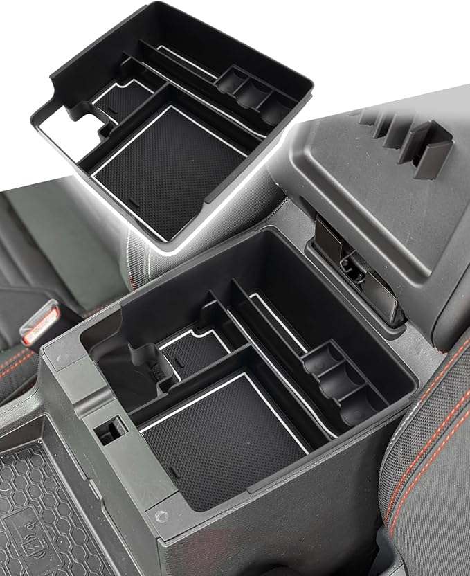 CDEFG 2022 2023 Ni*ssan Frontier SR5, SR5 S, SV, Midnight Edition, Pro-X and Pro-4X Center Console Organizer Tray Armrest Storage Box Insert (white)