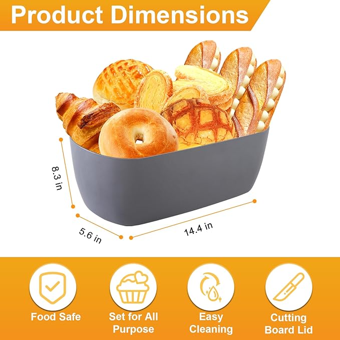 Bread Box For Kitchen Countertop,Bread Box with Cutting Board Lid Made with Bamboo Fiber,Bread Container Holder Keeper Keep Fresh I14.4x8.3x5.6 in……