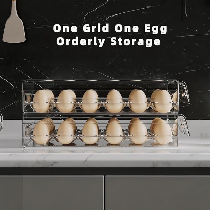 HIYOHIYO Clear 60 Egg Holder for Fridge, High Capacity Egg Container for Refrigerator, Stackable Egg Storage Trays for Countertop, Eggs Organizer for Refrigerator (11.6"x 10.2"x 5.1")