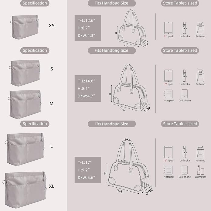 VANCORE Purse Organizer Insert for Handbags,Tote Bag Organizer Insert with Zipper Bag,Premium Handbag Organizer Inside Liner for Women