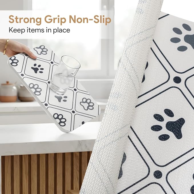 Shelf and Drawer Liner for Kitchen Cabinets 17.7'' X 96'' Non Adhesive Shelf Paper Strong Grip Anti Slip Cabinet Liners for Shelves, Oil-Proof Waterproof Cupboard Liner