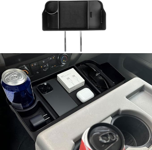Zxiaochun Center Console Seat Headrest Organizer for 2011-2024 2025 2026 Ford F150 F250 F350 F450 F550 F650 Accessories, Storage Tray with Non-Slip Rubber Mat (Jump Seat Only)