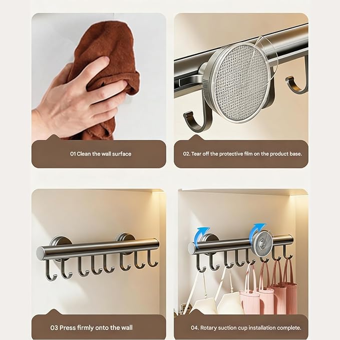 Suction Cup Mounted Drillless Pull Out Clothing Hanger for Home Wardrobes Storage Organizers Space Saving Design
