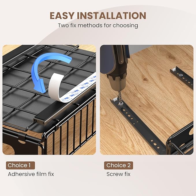 2 Pack Pull Out Cabinet Organizer, Heavy Duty Slide Out Pantry Drawers Shelves Storage With Strong Adhesive Strips and Handle for Kitchen, Bathroom, Living Room, Home (14.8"D X 9.6"W X 3.9"H)