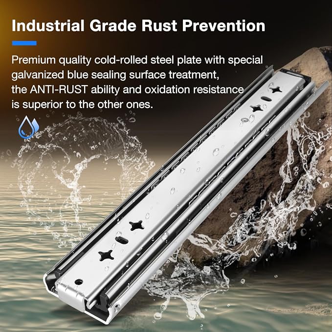 Heavy Duty Drawer Slides Full Extension Runners 12 14 16 18 20 22 24 26 28 30 32 34 36 38 40 Inch Side Mount Rails for Drawer Capacity 250 lb 1 Pair