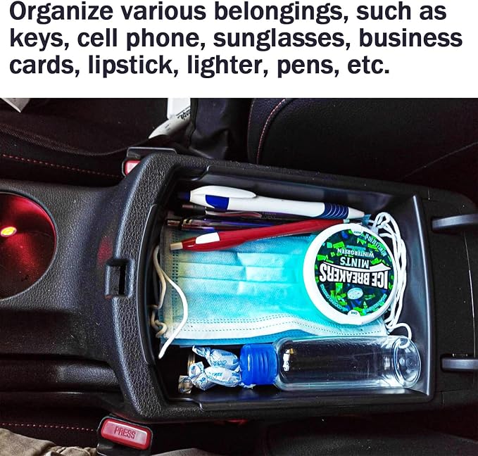 TACORBO Center Console Organizer Compatible with KIA Soul 2020 2021 2022 2023 2024 2025 Accessories Armrest Glove Box Secondary Storage, ABS Materials Insert Tray,Red