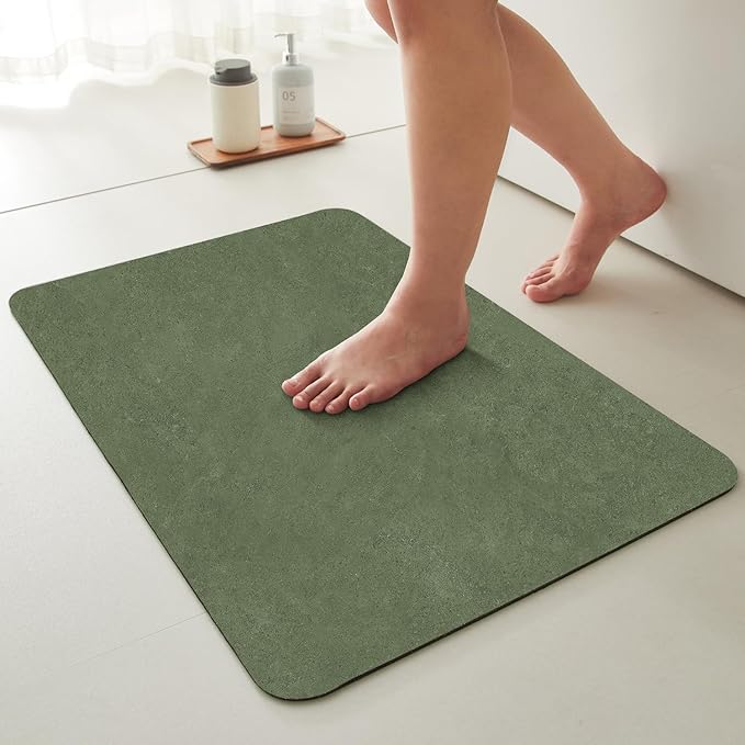 TYUU Bathroom Mat Quick Dry, Bathroom Rugs Non Slip Washable Thin Absorbent Bath Mat Fits Under Door Bathroom Floor Mat Perfect for Bath, Shower, or Sink 20"x30" Sage Green