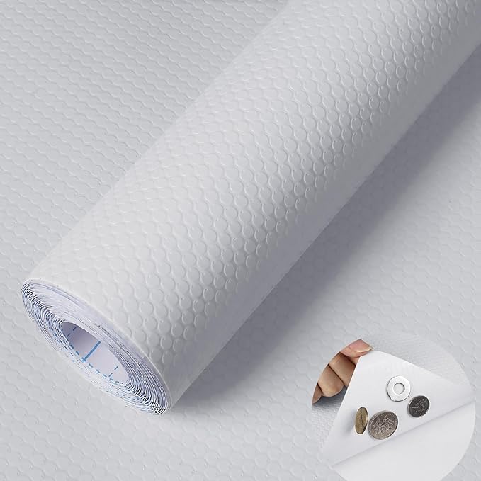 WochiTV Adhesive Shelf Liner 17.5 X 240 Inches Peel and Stick Kitchen Liner for Cabinets, Drawers Removable Protector Mat Waterproof Contact Covering for Dresser Pantry Countertops Shelves, White