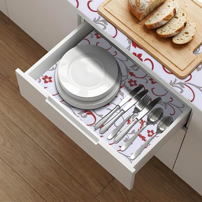 Shelf Liners Non Adhesive 12'' X 120'' Drawer Liner for Kitchen Cabinets, Waterproof Shelf Liners Durable Anti-Slip for Kitchen Cabinets Cupboard Liner