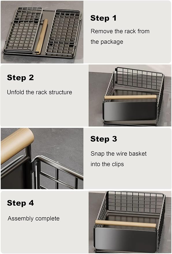 Adjustable Kitchen Cabinet Pull-Out Drawer - No Drill, Non-Slip Feet, Easy Installation (Milk, 23.5x39.5x19.5 cm) - Maximize Storage & Organization