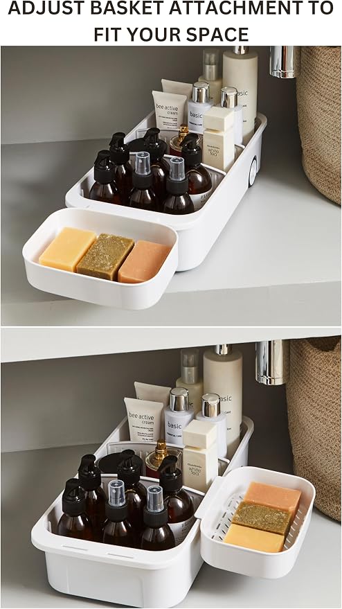 GAROOD Kitchen Under Sink Organizer Cleaning Supply Caddy Storage Bin Under Sink Caddy Rolling Cleaning Organizer with wheels Pull out tray Bathroom Kitchen Organizers Storage 16.5*8*3.75 in - 1 pack