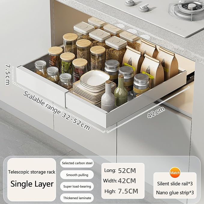 Pull Out Drawers for Cabinets Pull Out Cabinet Organizer Pull Out Drawers Storage Shelves for Kitchen Cabinets Adjustable Width Pull Out Drawer No Drilling and NAI