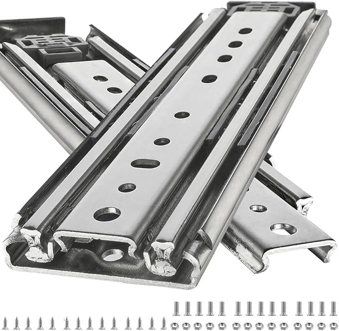 Heavy Duty 44" Drawer Slides, Full Extension Ball Bearing, 500LB Capacity | 76MM Width, 3-Section Design, Industrial Grade Steel, Smooth & Quiet Operation, for Workshop, Garage, Kitchen Cabinets