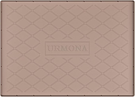 URMONA 28" x 22" Waterproof Silicone Mat in Multiple Sizes & Colors, Under Sink Mat for Kitchen & Bathroom, Pet Food Pad for Dogs & Cats, Kitchen Cabinet Liner, Multi-Purpose for Storage(Khaki)