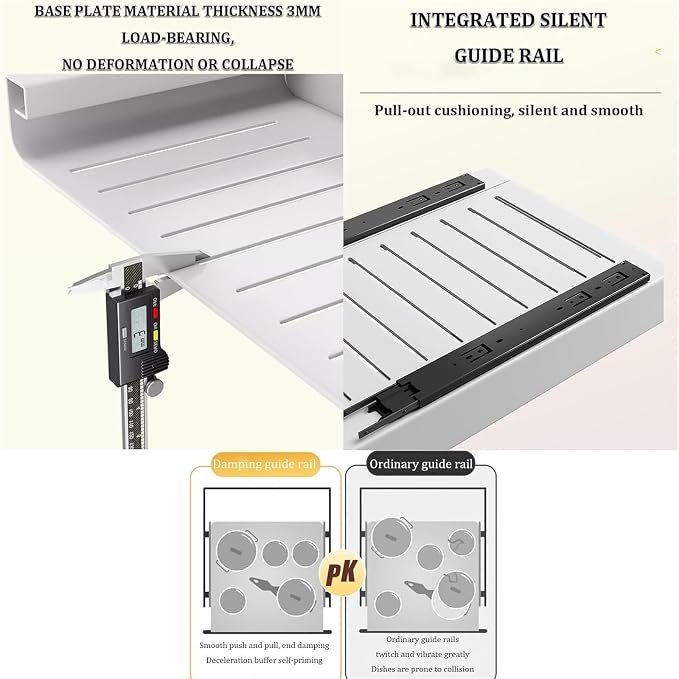Pull out Cabinet Organizer,Under Sink Organizer, Cupboard Pull Out Storage,Pull Out Drawer Fixed With Adhesive,No Need Drill And Nailing,for Kitchen, Living Room, Home.(18*43*7cm(7.1*16.9*2.7in))