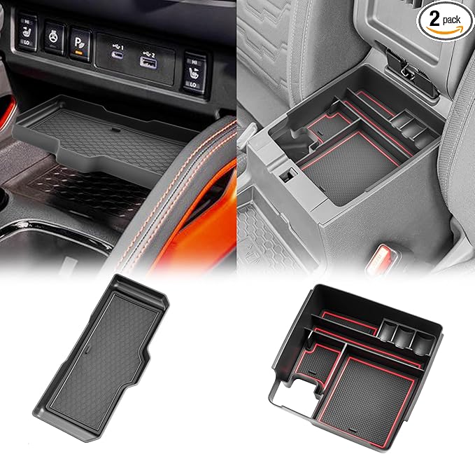 SHAOHAO 2 Pcs for 2025 2026 Nissan Frontier Center Console Organizer for 2022 2023 2024 2025 2026 Nissan Frontier Accessories (S/SV/Pro-X/Pro-4X/SL) Middle Console Tray Space Expand Armrest Organizer