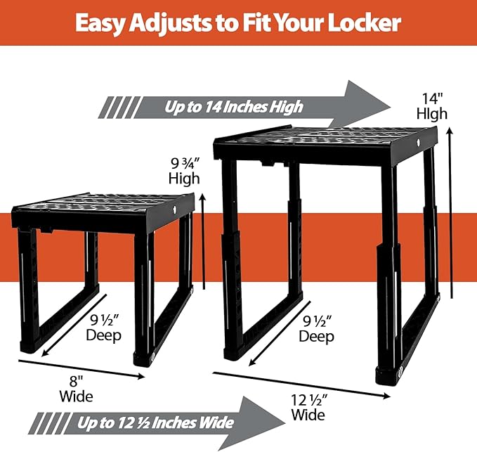 Piffny Locker Organizer Shelf， Adjustable Width and Height, Ideal Locker for School, Office, and Gym Lockers (Magenta 2 Pack)