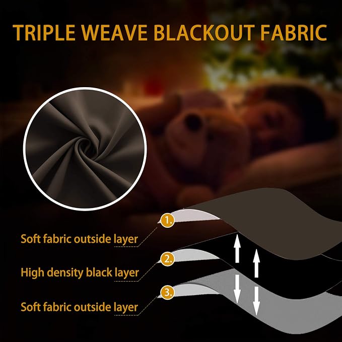KOUFALL Chocolate Brown Small Window Curtains, Thermal Short Blackout Curtains for Kitchen Over Sink Bathroom Window Cabinet Bedroom, 34W x 24 in Length