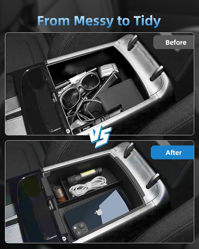 Double-Layer Center Console Armrest Organizer for 2026 2025 Hyundai Tucson(Limited)/Tucson Hybrid/Tucson Plug-in Hybrid, 2026 2025 Hyundai Tucson accessories-ONLY Fit Electronic Shift