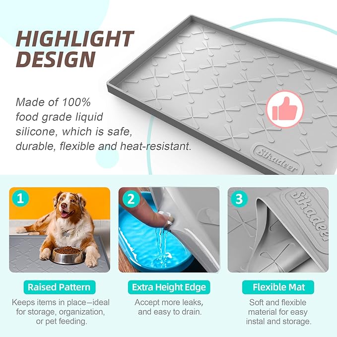 SIKADEER Under Sink Mat Waterproof 34" x 19", Silicone Mat Kitchen Drawer Shelf and Cabinet Liner, Sink Protector for Kitchen Organizers and Storage, Boot Tray Pet Food Mats