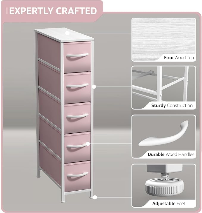 Sorbus Kids Dresser with 5 Drawers - Storage Unit Organizer Chest for Clothes - Bedroom, Kids Room, Nursery, & Closet