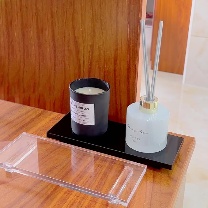 Pedestal Soap Dish Tray Acrylic Riser Stand for Kitchen Bathroom, Black