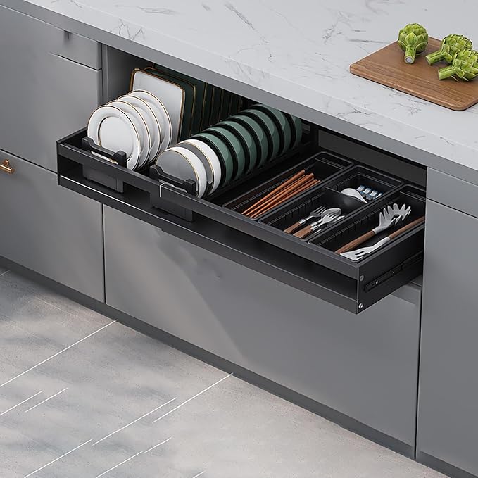 Pull Out Kitchen Storage,Roll out Storage Shelf Storage for Pantry,Extendable Drawer For Kitchen Storage,No Need Drill and Nailing,for Kitchen, Living Room, Home. ( Color : Black , Size : ONE_47*42*7C