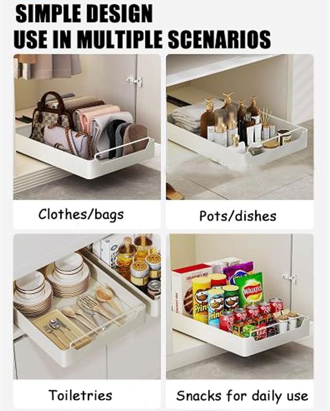 Kitchen Organizer Pull Out Drawers* Pull-Out Kitchen Storage Drawer,Pull-out Kitchen CupboardTelescopic Drawer Pull Out Drawer Kitchen Expandable Pull Out Drawers Pull Out Cupboard Organizer No Drilli