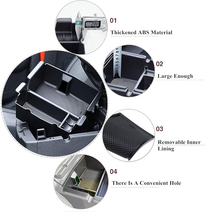 YOCTM Center Console Organizer for Jeep Wrangler JL Gladiator JT 2018 2019 2020 2021 2022 2023 2024 Tray Insert Armrest Box Secondary Storage Black Interior Accessories