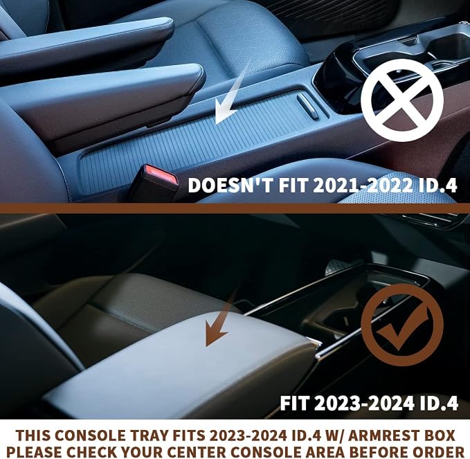 Muslogy for 2023 2024 2025 2026 VW ID.4 ID6 Storage Box Organizer Center Console Tray Interior Accessories Compatible with Volkswagen ID4 ID.6 (2023-2026 Center Console Tray)