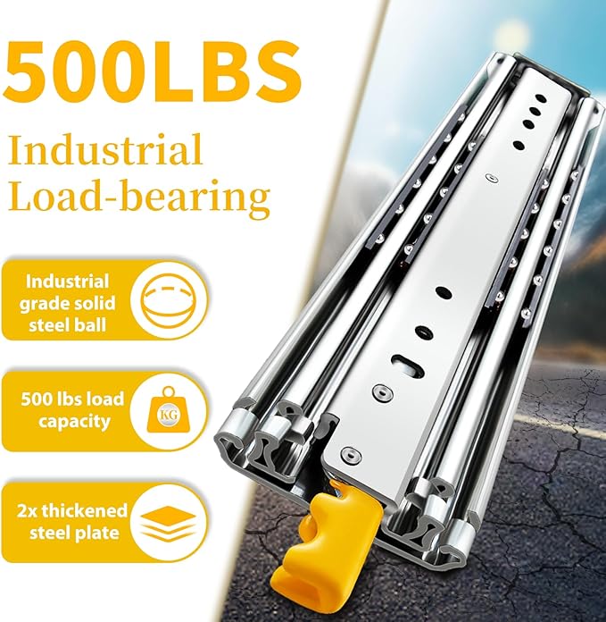 Heavy Duty Locking Drawer Slides Full Extension Runners with Lock 12 14 16 18 20 22 24 26 28 30 32 34 36 38 40 44 48 52 56 60 Inch Side Mount Rails for Drawer Capacity 430lb 1 Pair