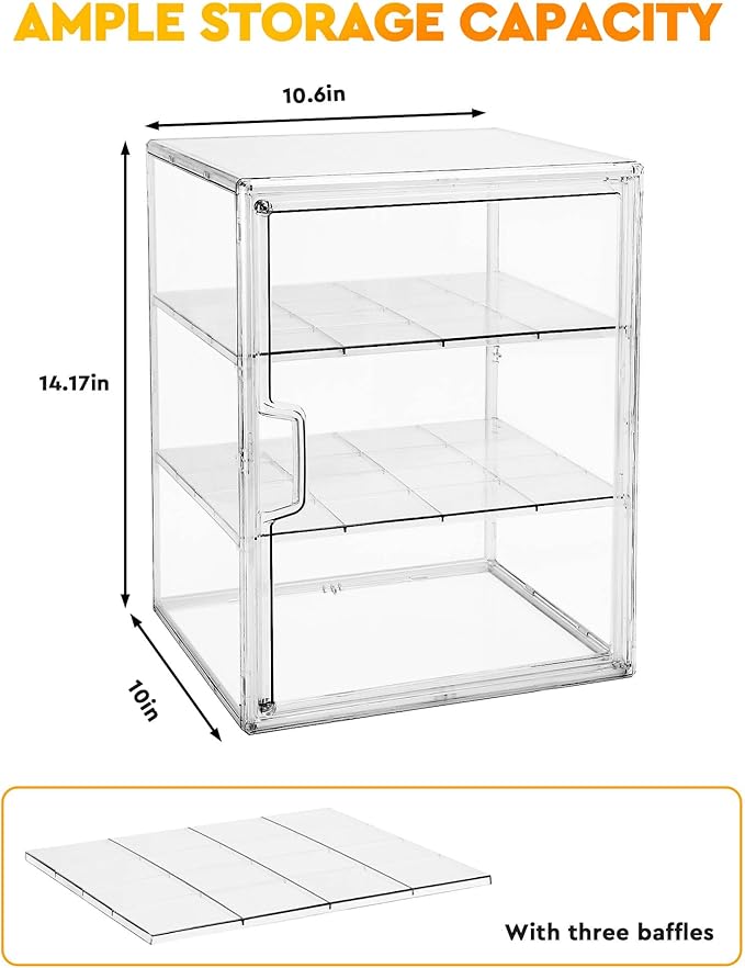 MEI NIAN Pastry Display Case,Bread Box for Kitchen Countertop,4-Layer Adjustable BreadBox, Large Capacity Bread Box for Home-baked Breads,Muffins,Bagel Storage Container, Bread Holder 1-Pack