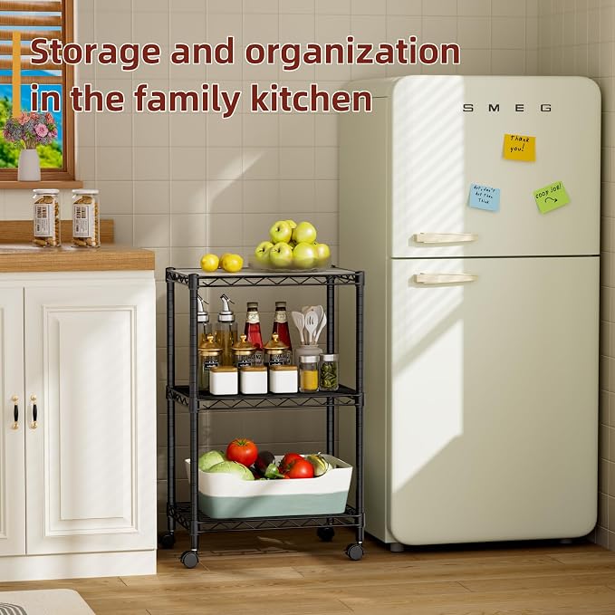 SINGAYE 3 Small Wire Shelves Kitchen Pantry Close Home Organizers and Storage Bathroom Shelf Laundry Room Organization Adjustable Book Metal Garage Shelving Unit