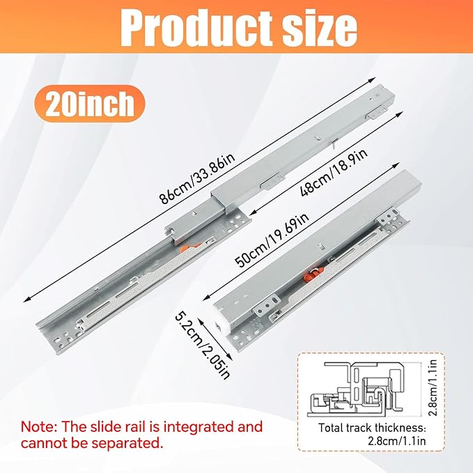 Undermount Drawer Slide Bottom Mount Pull Out Shelf Slides Full Extension Soft Close Base Mount Slide Out Drawer Track Shelf Slider Rail for Cabinet Tray Kitchen Pantry Drawer Trash Can Hardware