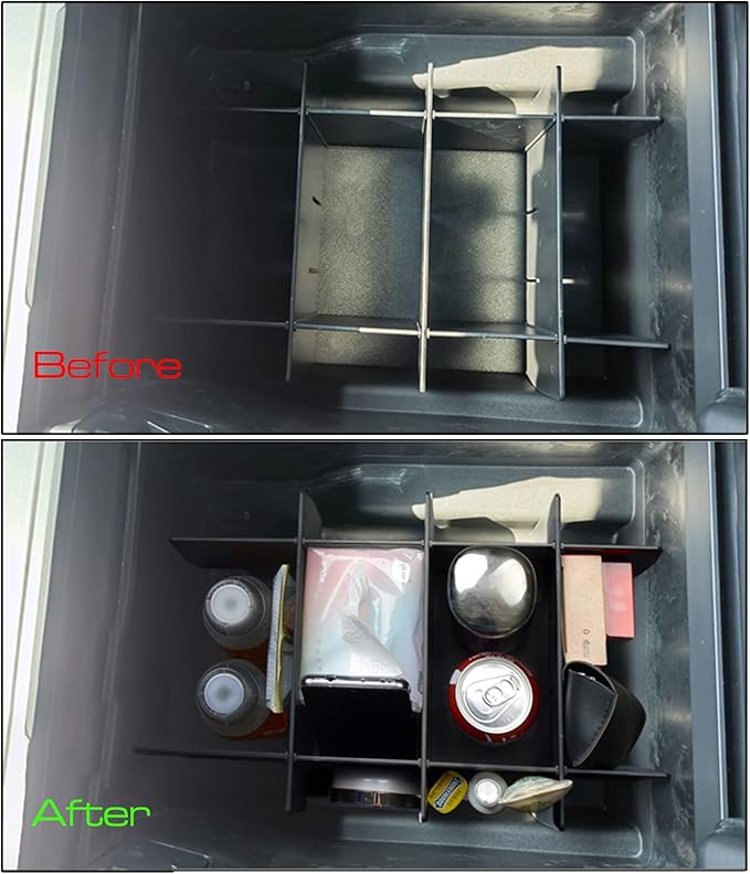 Center Console Organizer Divider for Ford F150 2021 2022 2023 2024 2025 Accessories Insert Armrest Interlock Secondary Storage Tray Box ABS Material