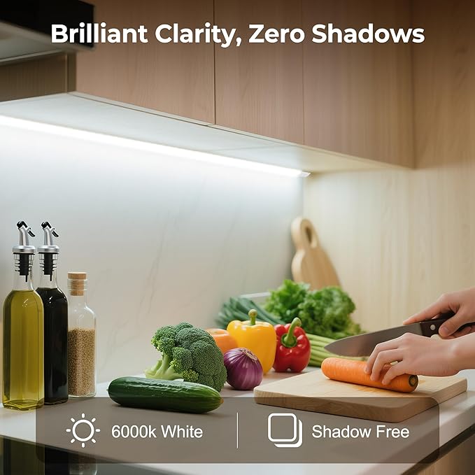 cambk 36inch Hardwired Under Cabinet Lighting for Kitchen, 6000K White Wired Undercounter Waterproof Led Strip Lights, Luces para Cocina Bajo Gabinete Under Shelf Lights