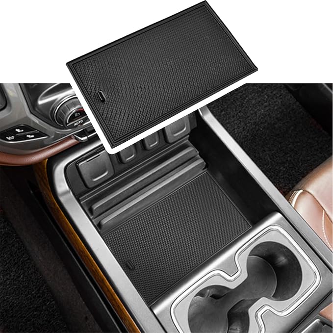 Center Console Organizer Compartment Cover Compatible with 2014-2018 Sierra/Silverado 1500 Accessories 2015-2019 Silverado/Sierra 2500 3500HD Insert Secret Pocket Lid Hidden Tray, Black
