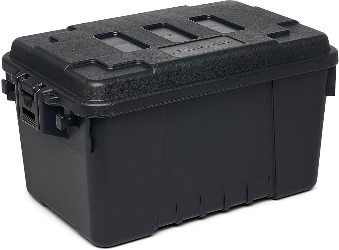 Plano 5 Pack Small Sportsman's Trunk for Outdoor Gear and Tools with Integrated Easy-Glide Wheels for Smooth Transport, Black