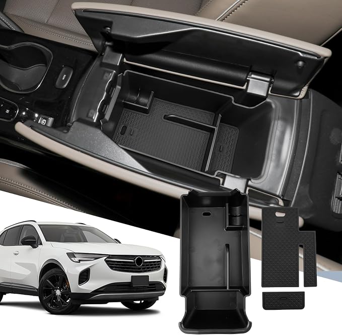 SXCY Fit for 2021-2023 2024 2025 2026 Buick Envision Center Console Organizer Tray for 2022-2024 2025 2026 Envision Accessories 2021-2026 Envision Armrest Storage Console Organizer Tray(Black)