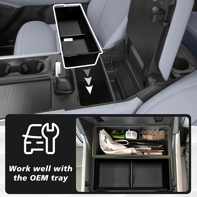 Muslogy Center Console Organizer Compatible with 2026 2025 Ford Expedition Accessories Custom Fit Storage Box ABS Material Insert (Fit with OEM Tray)