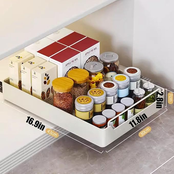 Kitchen Organizer Pull Out Drawers* Pull-Out Kitchen Storage Drawer,Pull-out Kitchen CupboardTelescopic Drawer Pull Out Drawer Kitchen Expandable Pull Out Drawers Pull Out Cupboard Organizer No Drilli