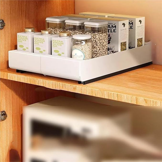 Pull out Cabinet Organizer,Under Sink Organizer, Cupboard Pull Out Storage,Pull Out Drawer Fixed With Adhesive,No Need Drill And Nailing,for Kitchen, Living Room, Home.(30*43*7cm(11.8*16.9*2.7in))