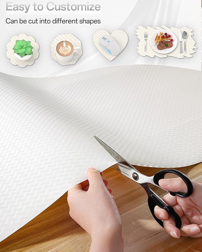 Shelf and Drawer Liner for Kitchen Cabinet, Non-Adhesive 12in x 360in Waterproof Contact Paper Refrigerator Liners Thickened Durable EVA Material Non Slip Mat for Dresser Cupboard Pantry Protector