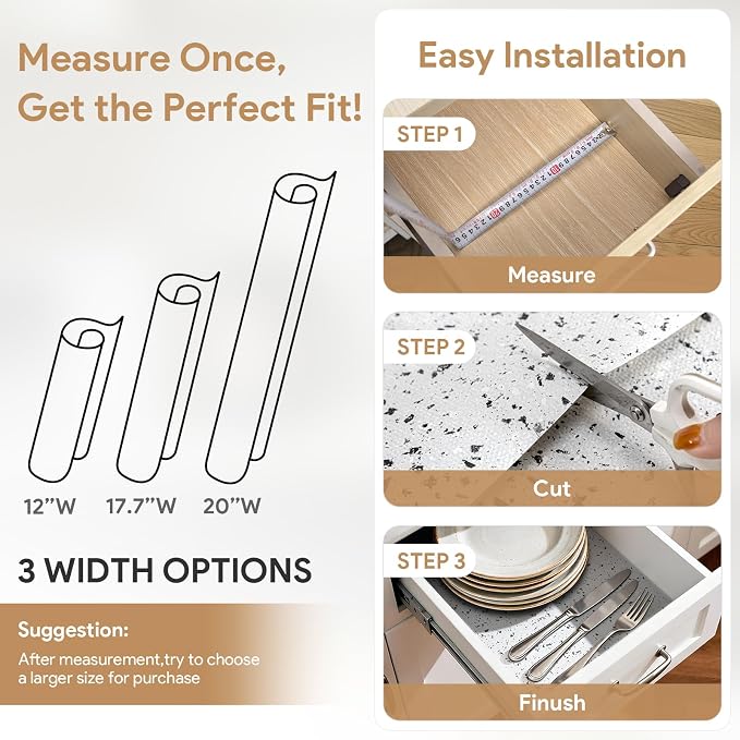 5Rolls*17.7'' X 96'' Shelf Liners Drawer Liner for Kitchen Cabinet Non Adhesive, Strong Grip Anti Slip Cabinet Liners for Shelves, Oil-Proof Waterproof Cupboard Liner