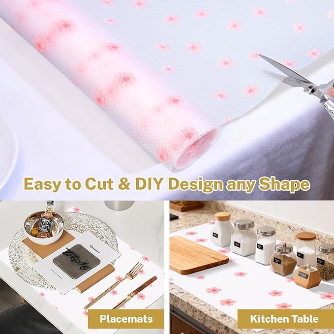 Contact Paper and Shelf Liner for Kitchen Cabinets 12" x 240", Drawer Liners Shelves Non Adhesive Non Slip Waterproof Clear Plastic, Dresser Pantry Bathroom Refrigerator Protector Under Sink Mat