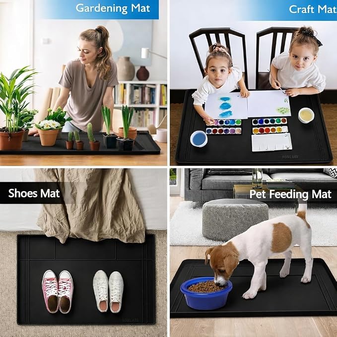 Premium Under Sink Mats for Kitchen Waterproof, 34" x 22" (Customizable to Smaller Sizes), Silicone Under Kitchen Sink Mat for Bathroom Cabinets (Black)